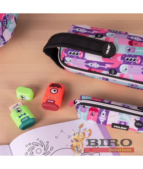 Penar școlar Milan „Aliens” cu 4 compartiment și umplutură